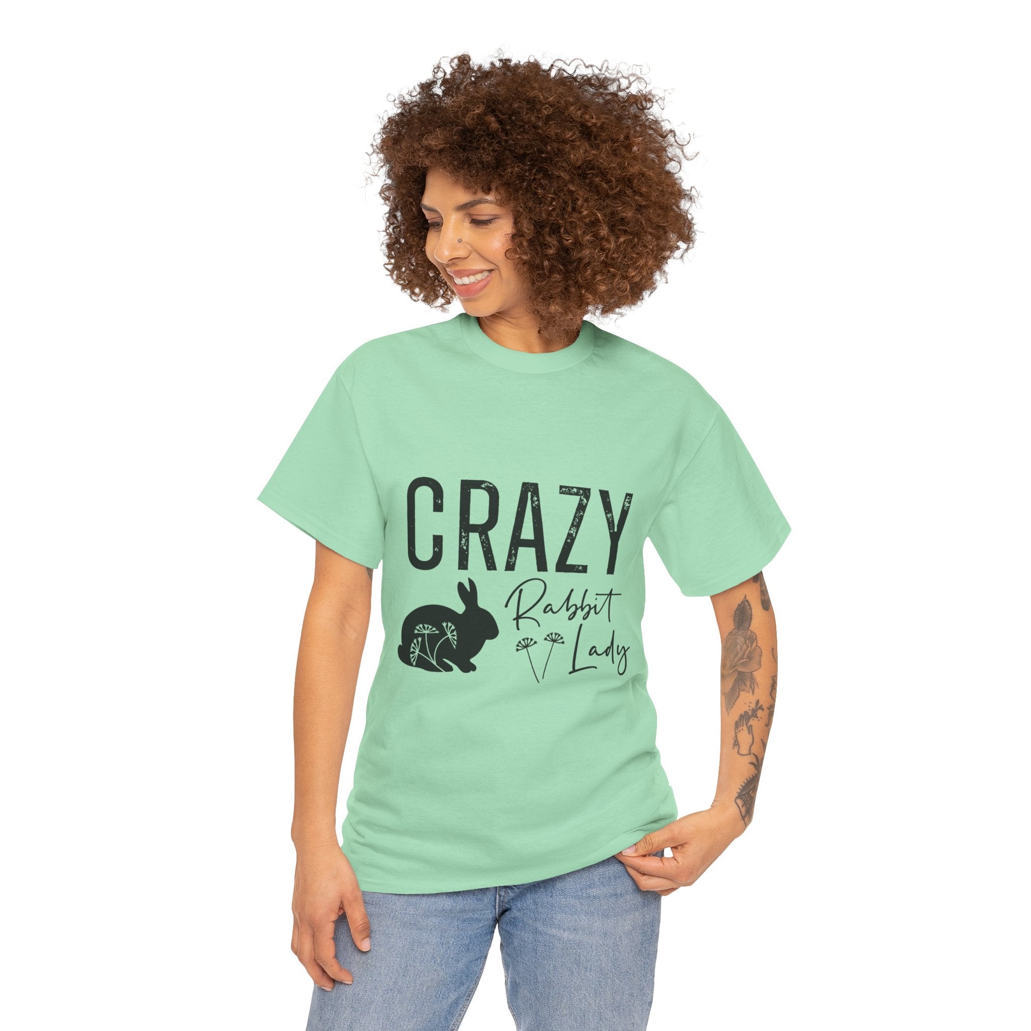 Crazy Rabbit Lady Tee, Funny Animal Lover Shirt, Gift for Pet Owners, Cute Rabbit Design, Unisex Cotton Tee