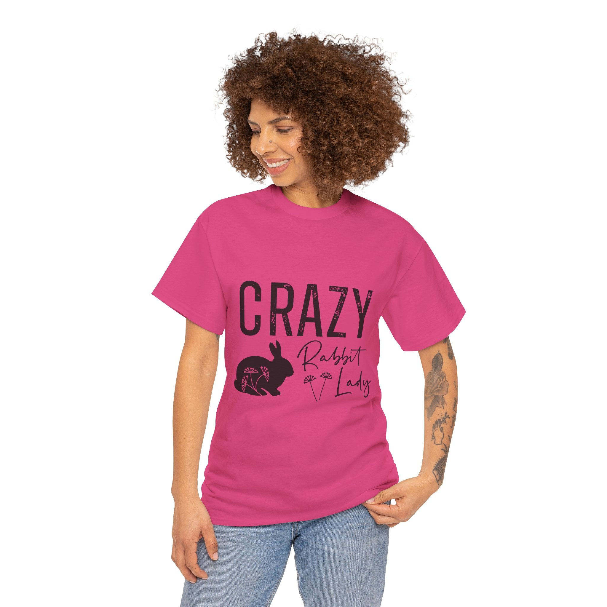 Crazy Rabbit Lady Tee, Funny Animal Lover Shirt, Gift for Pet Owners, Cute Rabbit Design, Unisex Cotton Tee