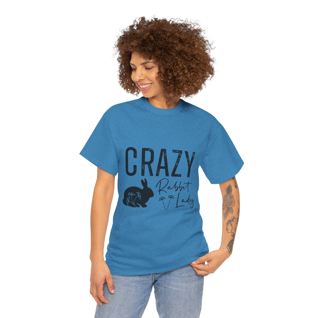 Crazy Rabbit Lady Tee, Funny Animal Lover Shirt, Gift for Pet Owners, Cute Rabbit Design, Unisex Cotton Tee