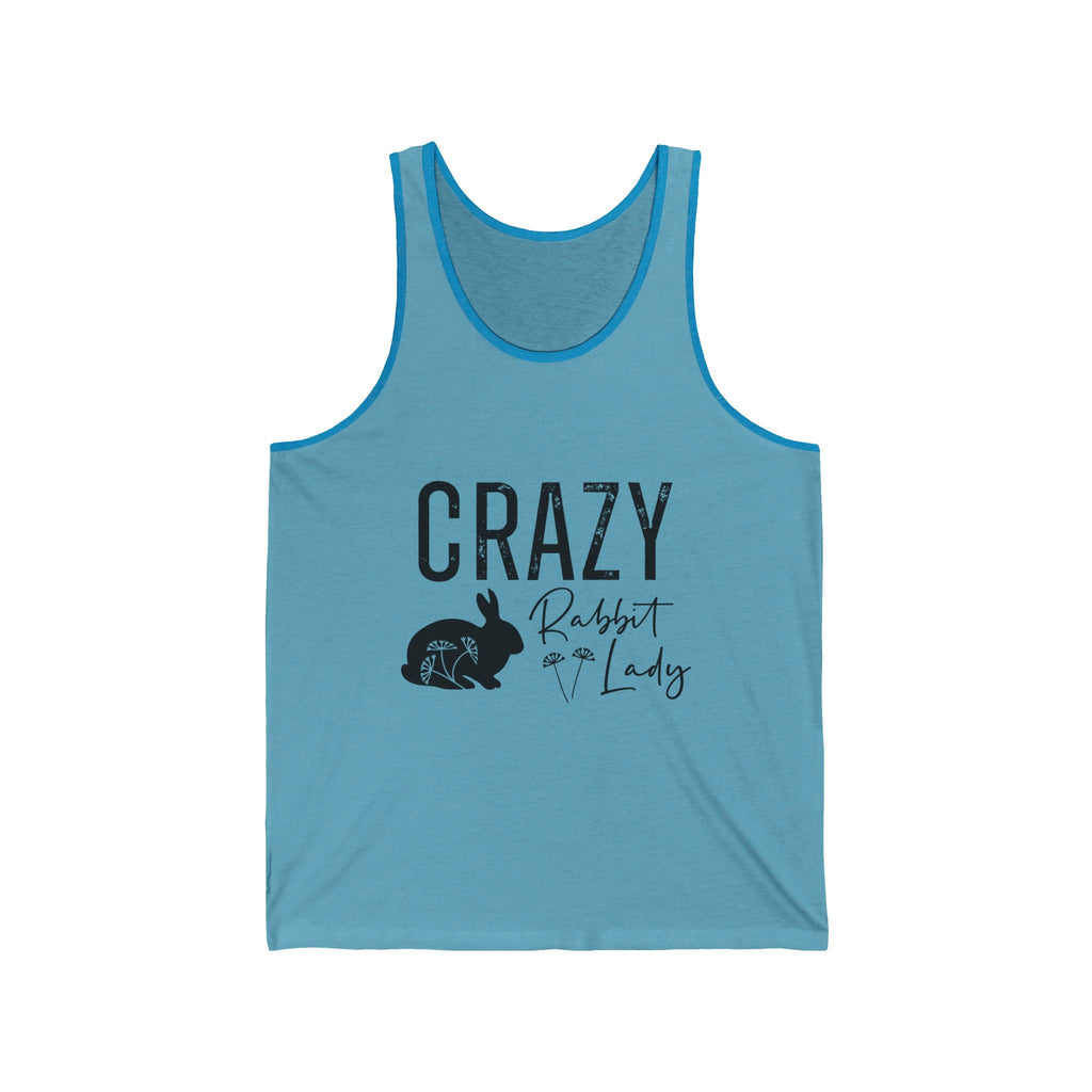 Crazy Rabbit Lady Unisex Jersey Tank - Perfect for Animal Lovers, Easter Celebrations, Cozy Summer Days, Fun Gifts, Casual Wear