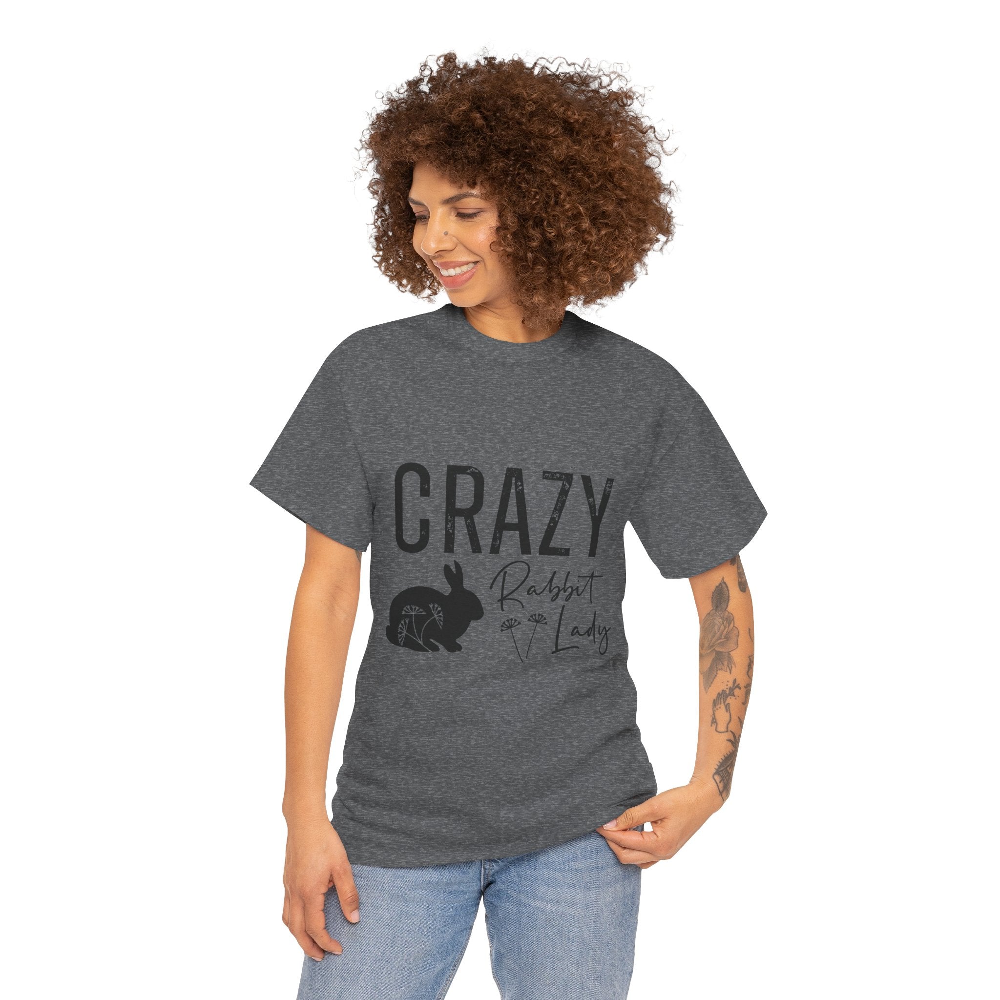 Crazy Rabbit Lady Tee, Funny Animal Lover Shirt, Gift for Pet Owners, Cute Rabbit Design, Unisex Cotton Tee