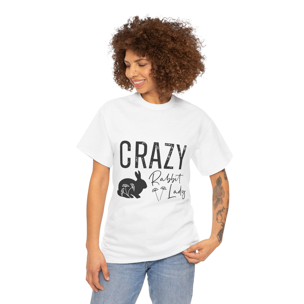 Crazy Rabbit Lady Tee, Funny Animal Lover Shirt, Gift for Pet Owners, Cute Rabbit Design, Unisex Cotton Tee